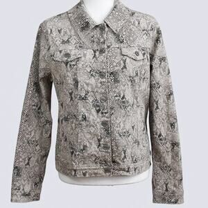 NANETTE LEPORE Women's Animal Print Jean Jacket Size M Tan